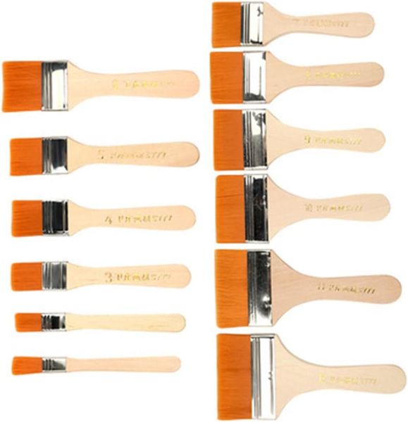 12Pcs Nylon Paintbrush Set for Oil and Watercolor Painting with Wooden