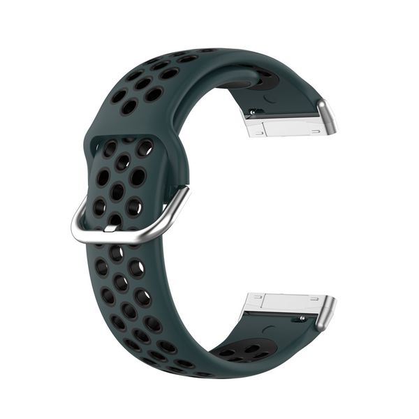 Silicone Sports Strap for Fitbit Versa 3 / Versa 4 -Olive Green &amp; Black