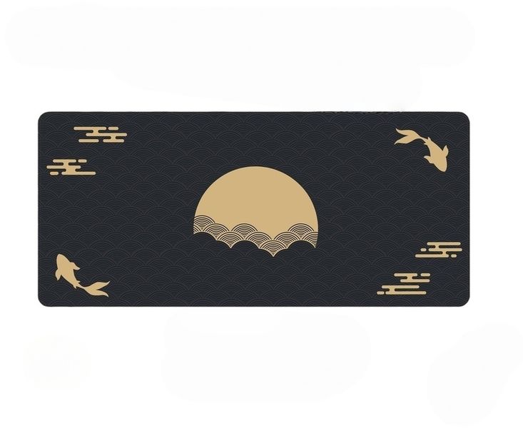 Japanese Koi Fish Sun Mousepad XXL Desk Mat Black Gold Art