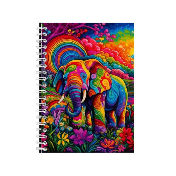 Elephant Tulips And Daisies Neon Notebook Gift Idea A4 Notepad Pad 74