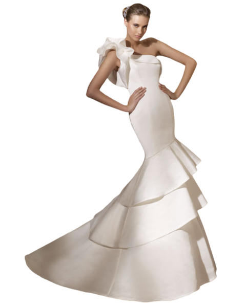 One Shoulder Sweetheart Neckline Mermaid Style Bridal Gown