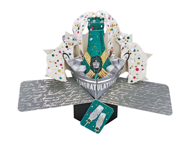 3D Pop-up Card - Congratulations Champagne