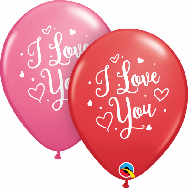 11 Inch Latex I Love You Hearts Script