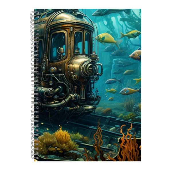 Train A4 Notebook Pad Ocean Blue Lovers Trendy Graphic Birthday Present 040