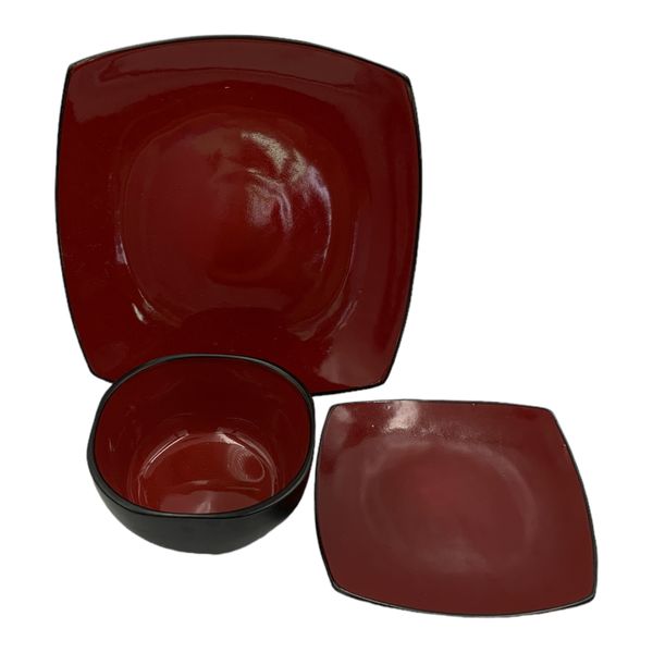 Quality Dinner Set Square Reactive Assorted Colours 12 Piece