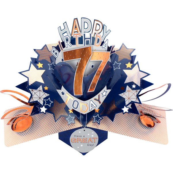 Happy 77th Birthday 3D Pop Up Card - Male