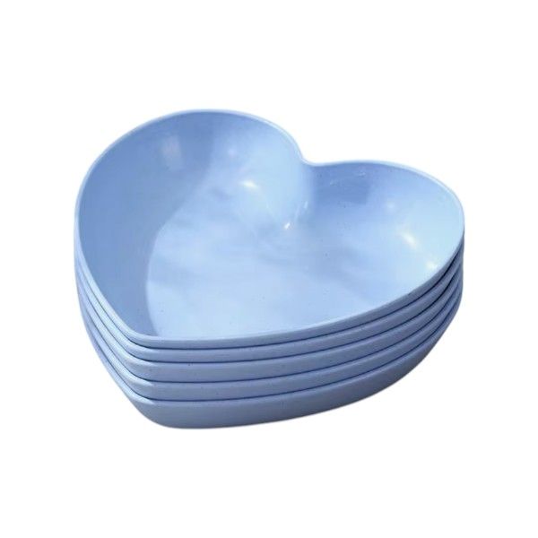 5 Piece - Lightweight Heart Shaped Snack Plate Set - Blue