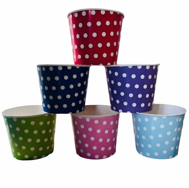 Colourful Party Polka Dot Paper Popcorn Buckets 6 Piece