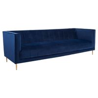 Ella Blue Velvet Channel 3 Seater Sofa