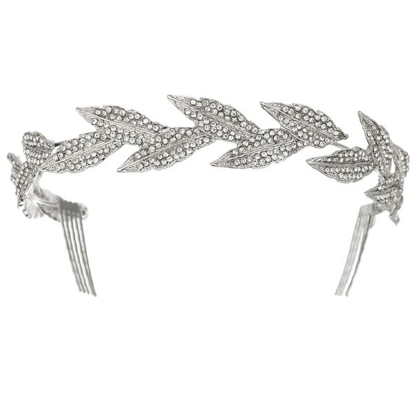 Olive Tree-Rhinestone Crystal Styled Tiara 2266-Bridal/Formal-Silver