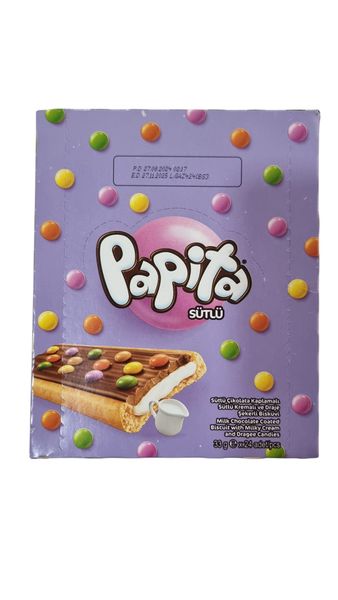 Solen Papita Milk Chocolate Cookie Bars with Candy Toppings 33g Pack of 24