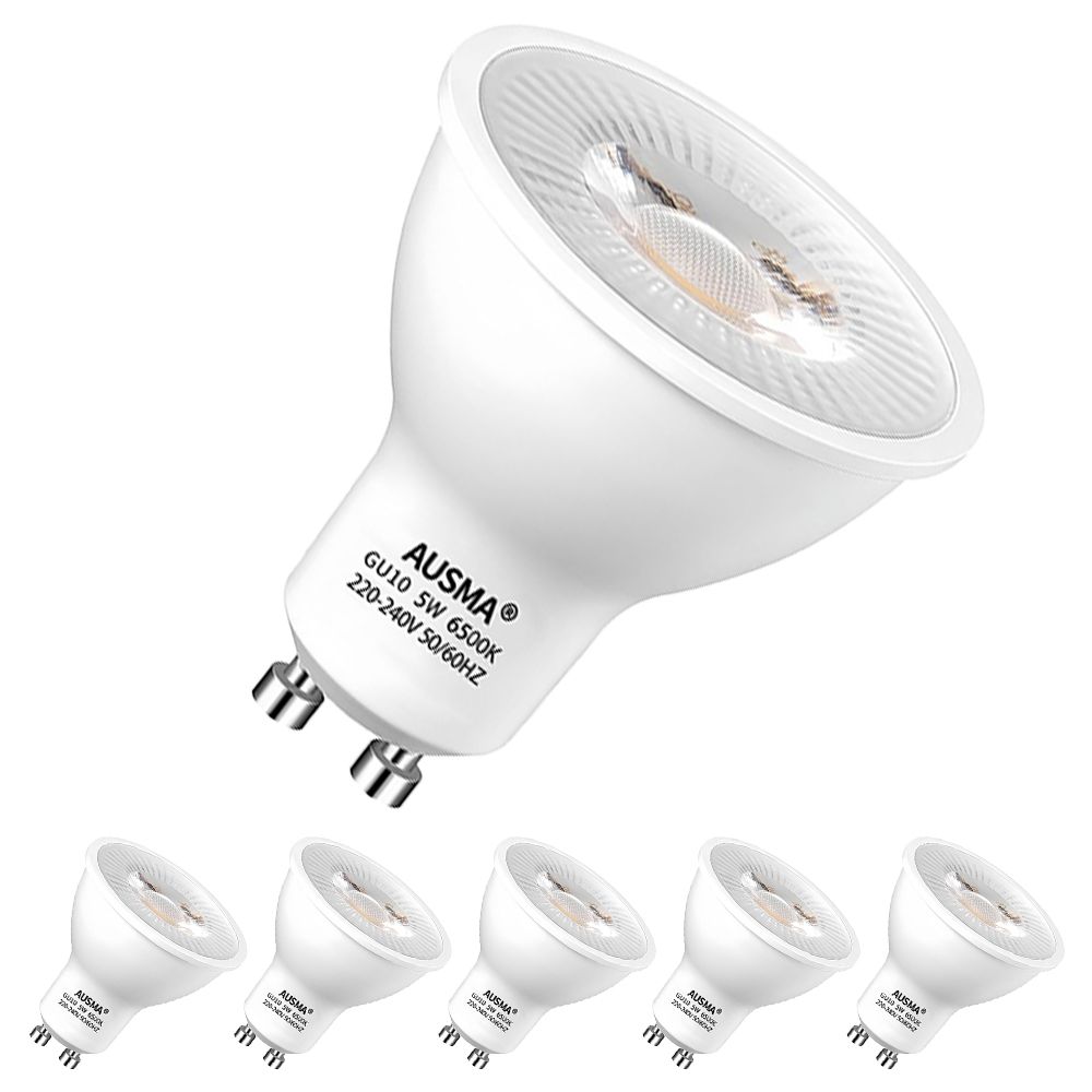Ausma 6-Pack GU10 5W Led Emergency light Bulb 480Lumens 6500K Cold white