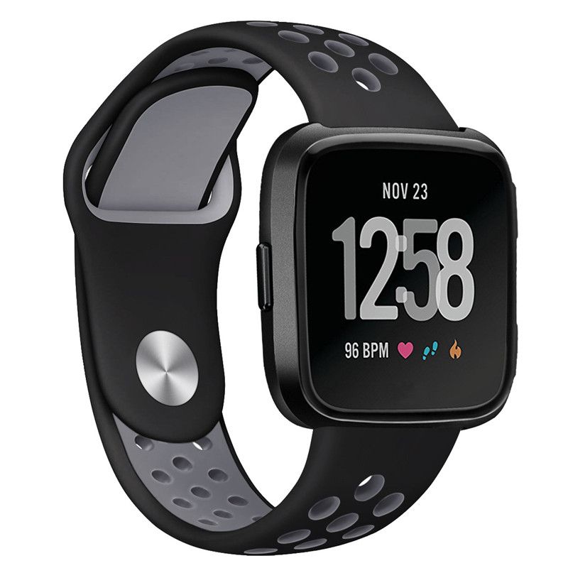 Silicone Watch Strap For Fitbit Versa- Grey and Black | Buy Online in ...