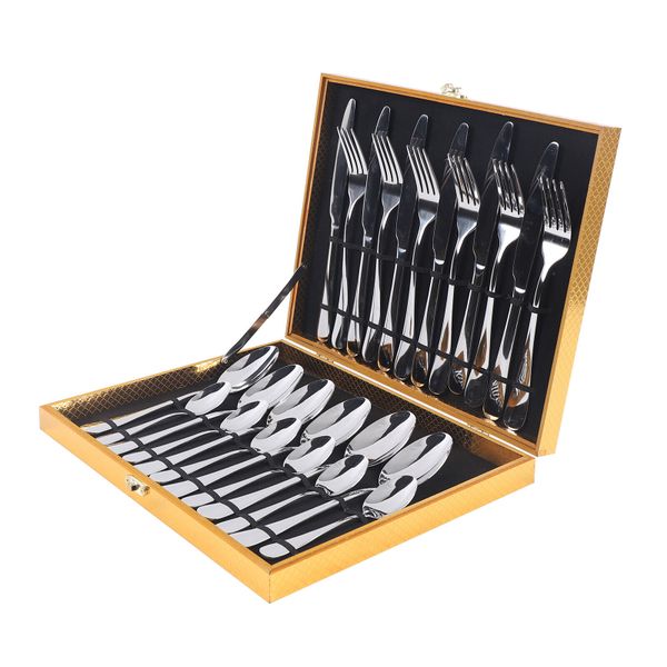 Cutlery Set 6 Person 24 Piece Stainless Steel Knife Table Cutlery in Suitcase