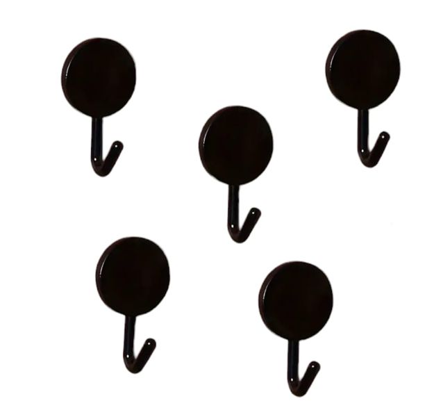 6 Piece Black Adhesive Wall Hooks