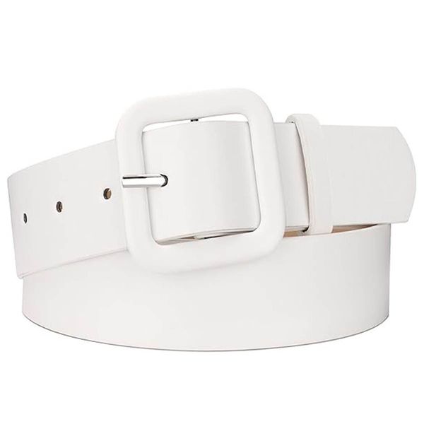 Women's Belts for Jeans Dresses Chic Faux Leather Belt with Square Buckle