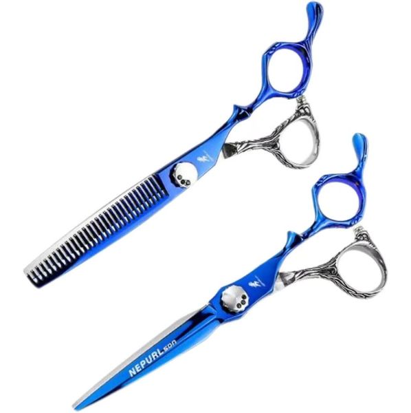 6Inch Professional Hair Cutting Scissors With Blue And Silver Handle