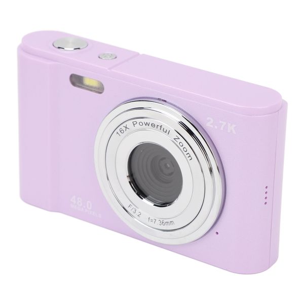 Digital Camera 48MP, HD, 16X Zoom, 2.7K, Compact For Vlogging, Light Purple