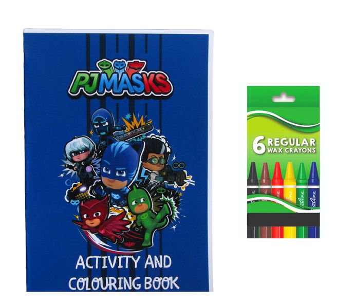 PJ Masks Activity and Colouring Book A5 plus 6 Wax Crayons - Set of 5