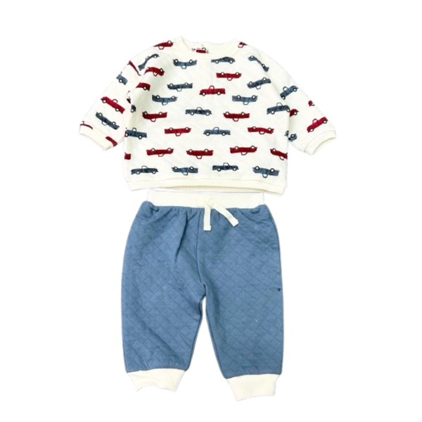 White &amp; Blue Car Print Sweatshirt and Joggers/Tracksuit Outfit