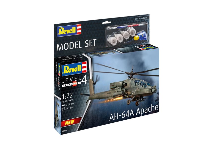 Revell 1/72 AH-64A Apache Model Kit w/paints, Glue and Brush