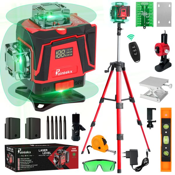 POINTEKX 16 Lines Laser Level 360 Self Leveling with Tripod