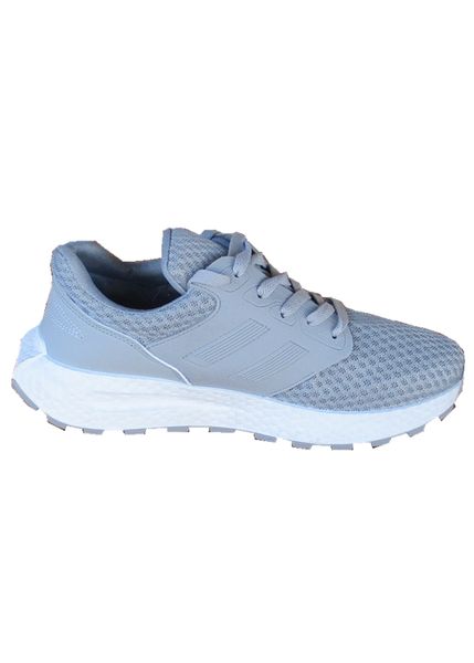 Grey Men's PU Shoes - Breathable Mesh Upper, Cushioned EVA Sole, Lace-Up