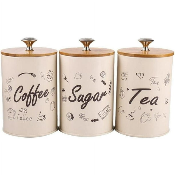 Kings Set of 3 Vintage Kitchen Containers for Coffee, Tea, and Sugar