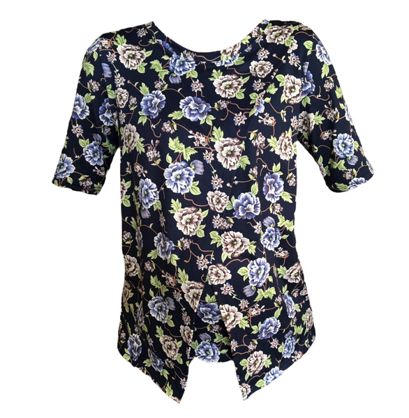 Comfy Maternity &amp; Breastfeeding Top - Short Sleeve - White Floral