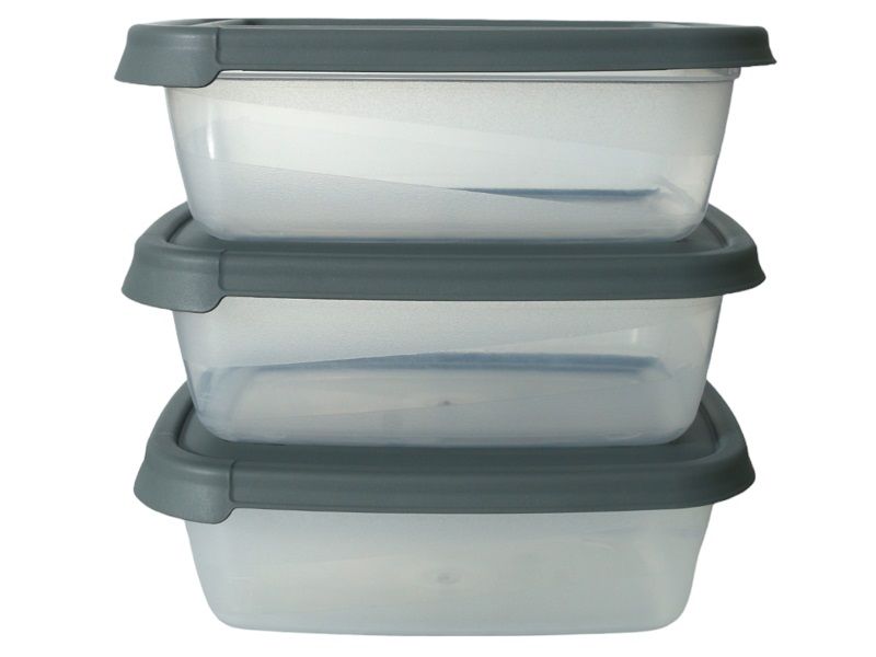 Storage Box Rectangular 3 Piece with Lid Grey