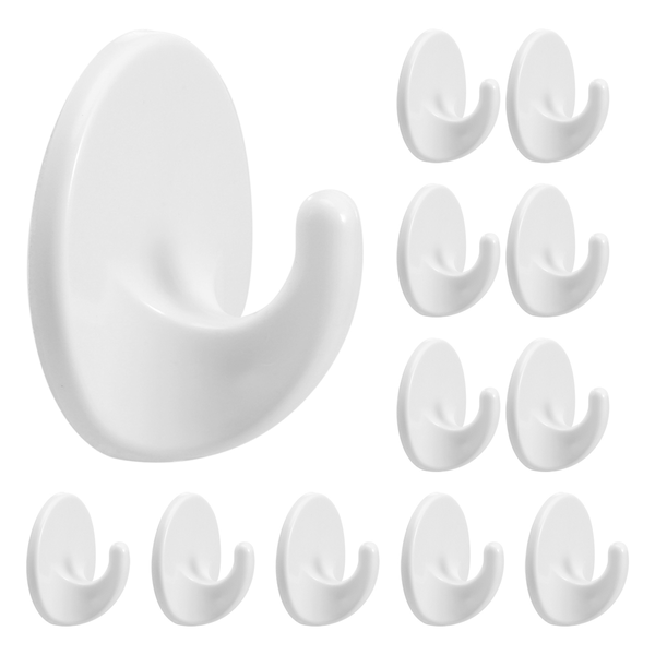 12Pcs Plastic Hooks Self Adhesive, Wall Hooks, For Hanging Coat Cloth