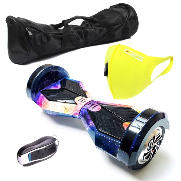 Self Balance Scooter8" Hoverboard-LED-Bluetooth-Remote-Bag-Mask-Galaxy Blue