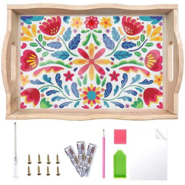 DIY Diamond Painting Serving Tray with Handle by Handmade Wooden