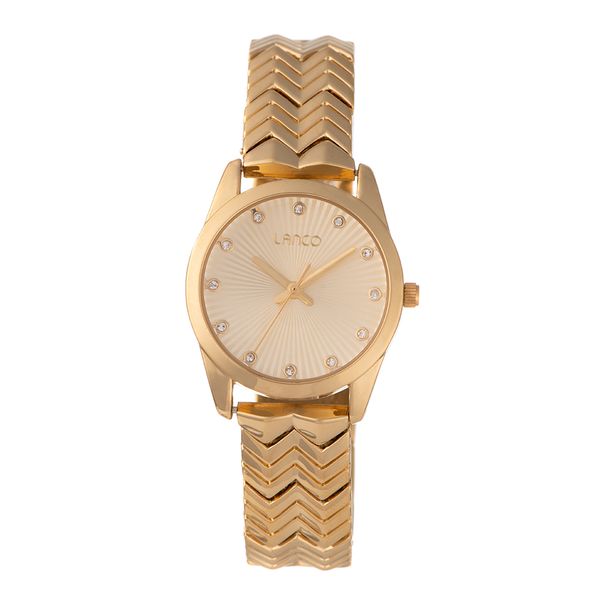 Lanco Champagne Dial with 12 stones IPG 28mm Case and IPG Band