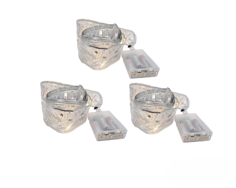 Ribbon With Warm White LED Lights Flashing - 5M - Mixed - (Set Of 3)