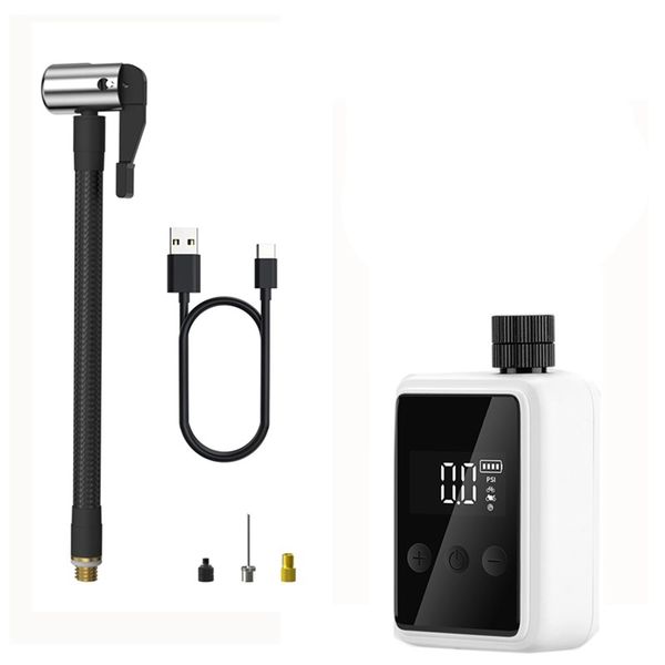Mini Portable Bicycle Pump 150Psi Pump with Digital Psi White