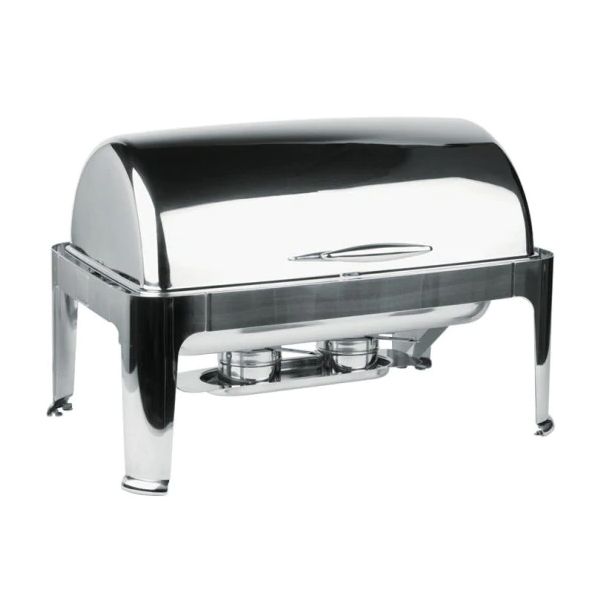 Global Chafing Dish Rectangular Roll Top 180 Degree