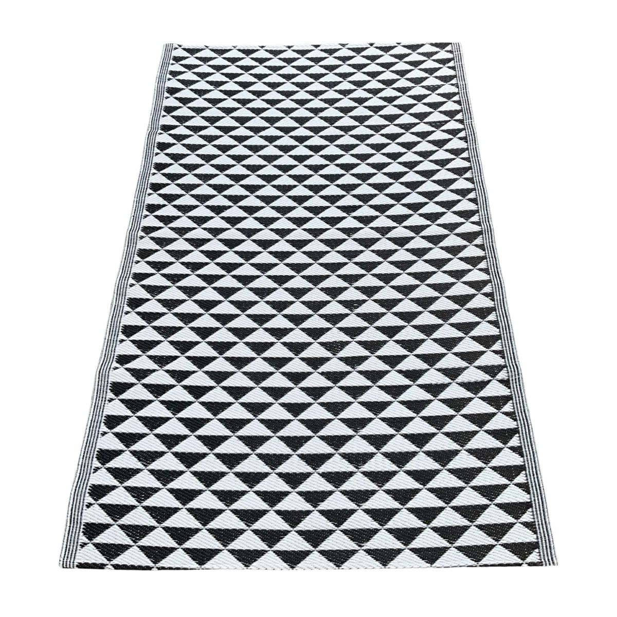Rug It Up Indoor / Outdoor Plastic Rug Triangles Black 200 x 120cm