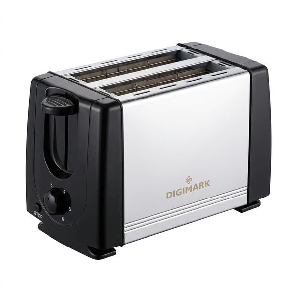 DIGIMARK 2-Slice Toaster, 6 Browning Levels, Compact Stainless Steel Design