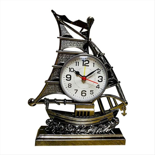 Clock Alarm Sailboat Table Vintage Retro Model Ornament,Silver