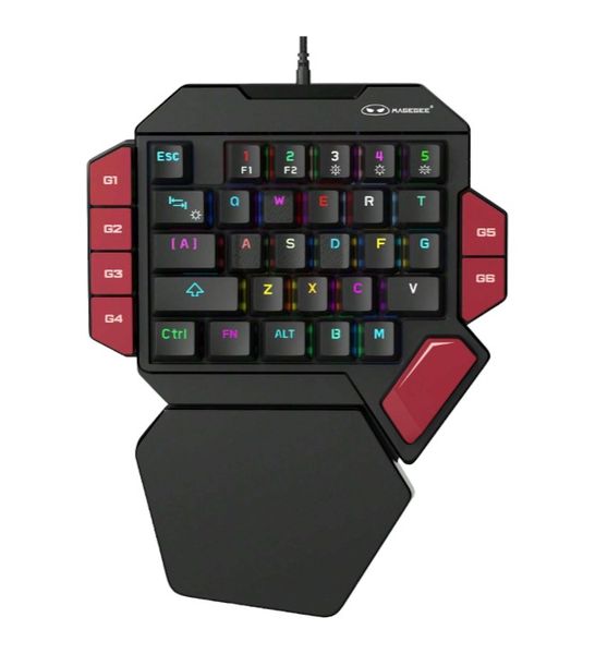 MageGee One Handed Gaming Keyboard With Anti-Ghosting Keys - Black/Red