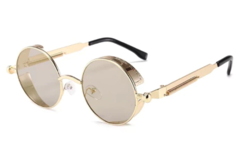 Men/Women Retro Round Metal Gold Frame Sunglasses