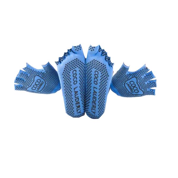 Yoga Toe Socks &amp; Gloves Blue Open Toe