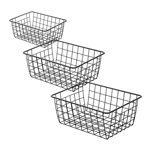 Neat Nest Steel Organiser set - 3 Pack Wire Storage Basket |Multi-purpose