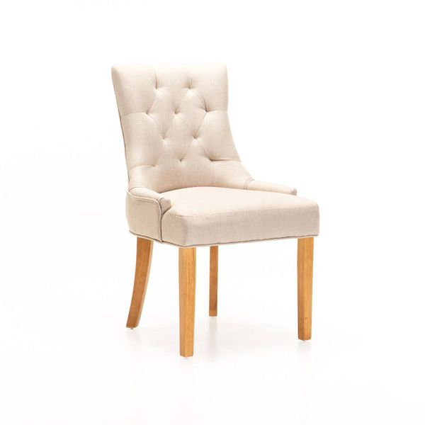 Didier Fabric Dining Chairam with Natural Legs