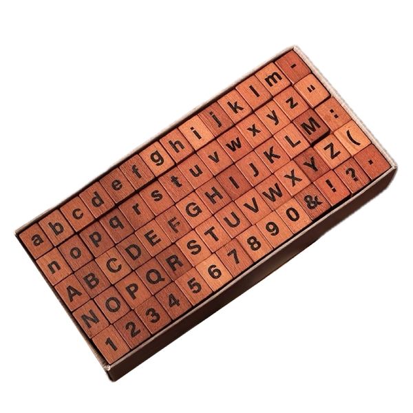 Craft 70Pcs Mini Vintage Wooden Alphabet Letter Number Stamp - 13.2cm