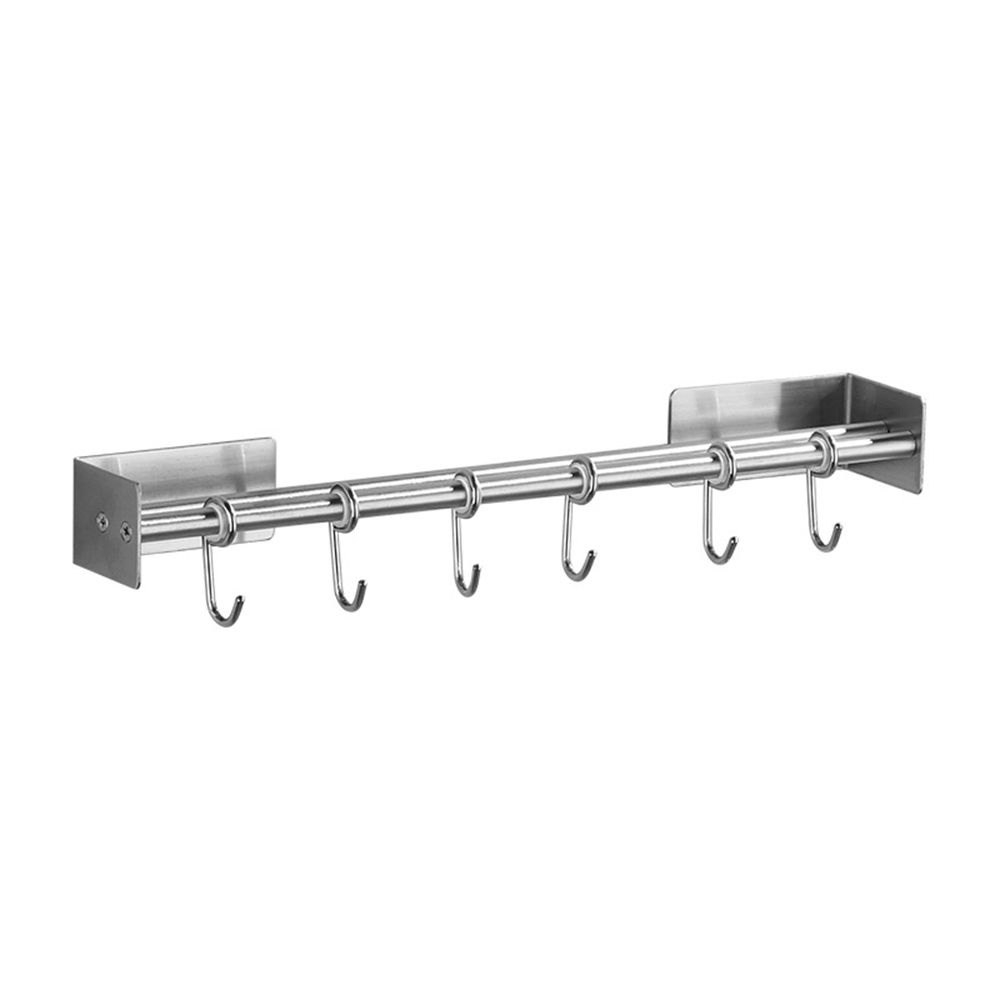 Stainless Steel Kitchen Utensil Hanging Rack with 6 Hooks Double Rod