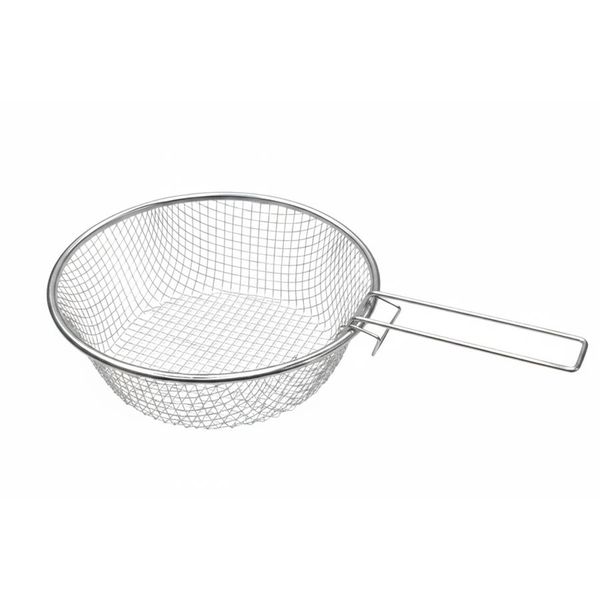Stainless Steel Mesh Frying Basket with Foldable Handle