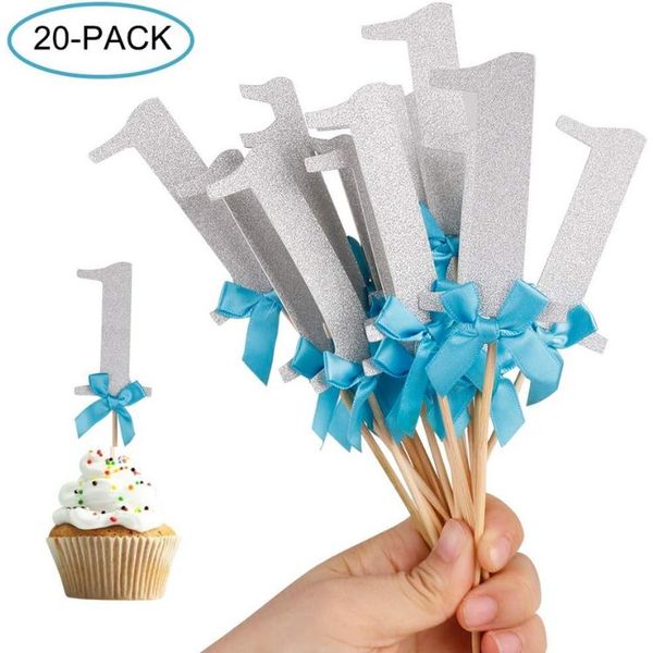 20 Piece 1st Birthday Cake Topper Decoration