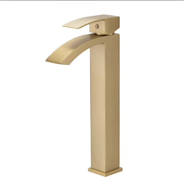 Exel Tall Curved Basin Mixer-Brushed Gold